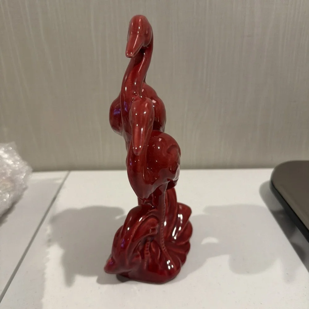Vtg MCM Art deco Porcelain Double Flamingo‎ Figurine